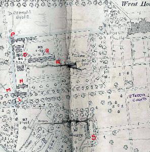 Annotated plan of the ancillary buildings at Wrest Park in 1927